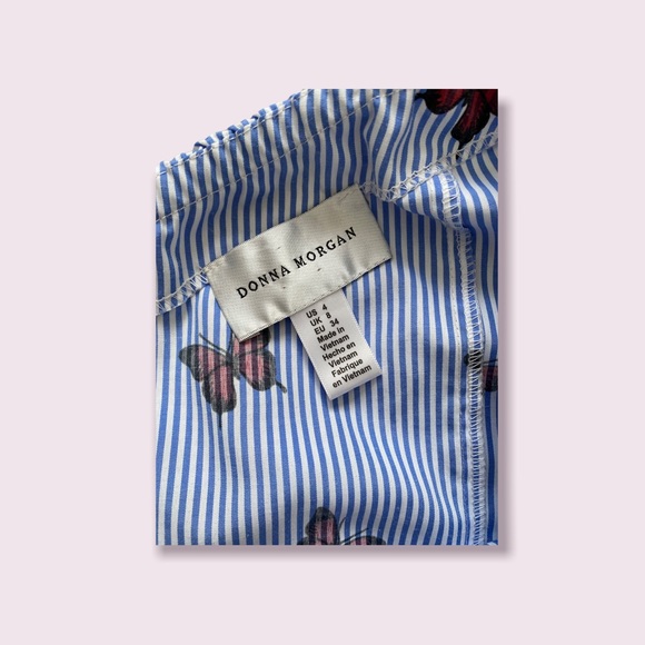 Summer dress with butterflies and white and blue stripes in size 4, Donna Morgan - Picture 4 of 5